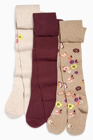 Berry Floral Tights Three Pack (0mths-6yrs)